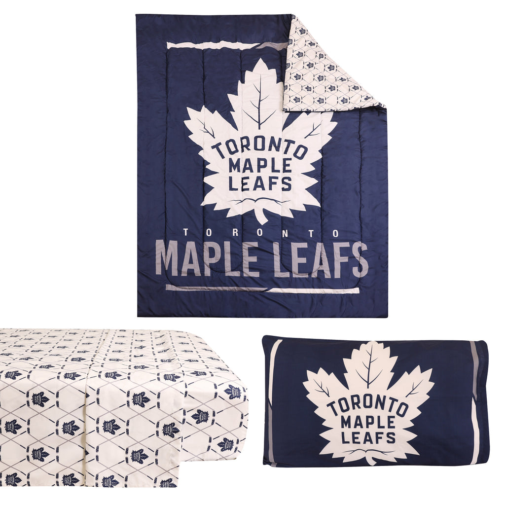 NHL Toronto Maple Leafs Twin Bedding Set items separated