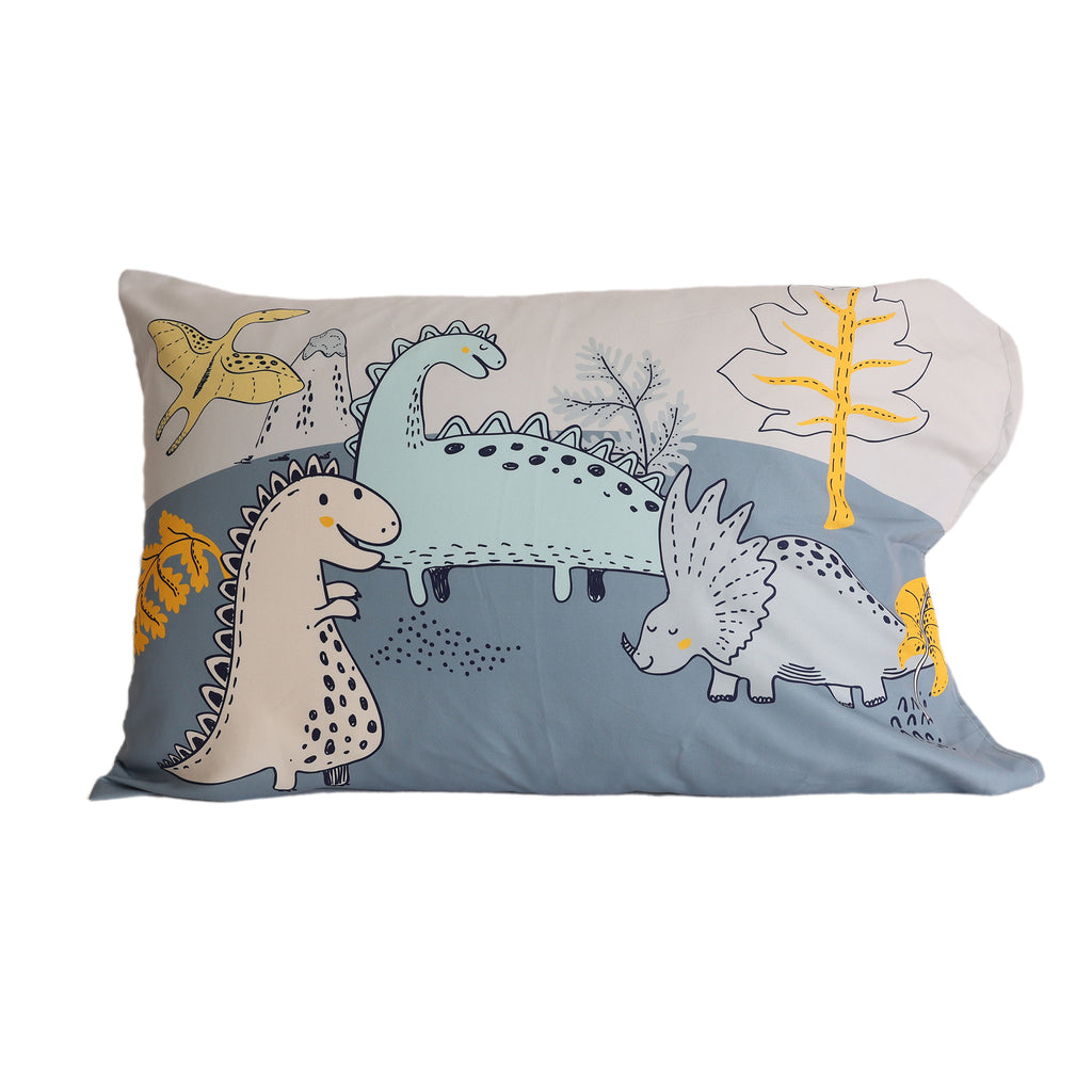 3-Piece Toddler Bedding Set, Grey Dino pillowcase