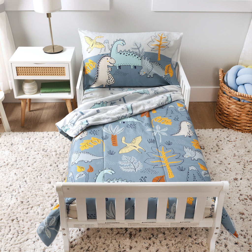 3-Piece Toddler Bedding Set, Grey Dino room shot