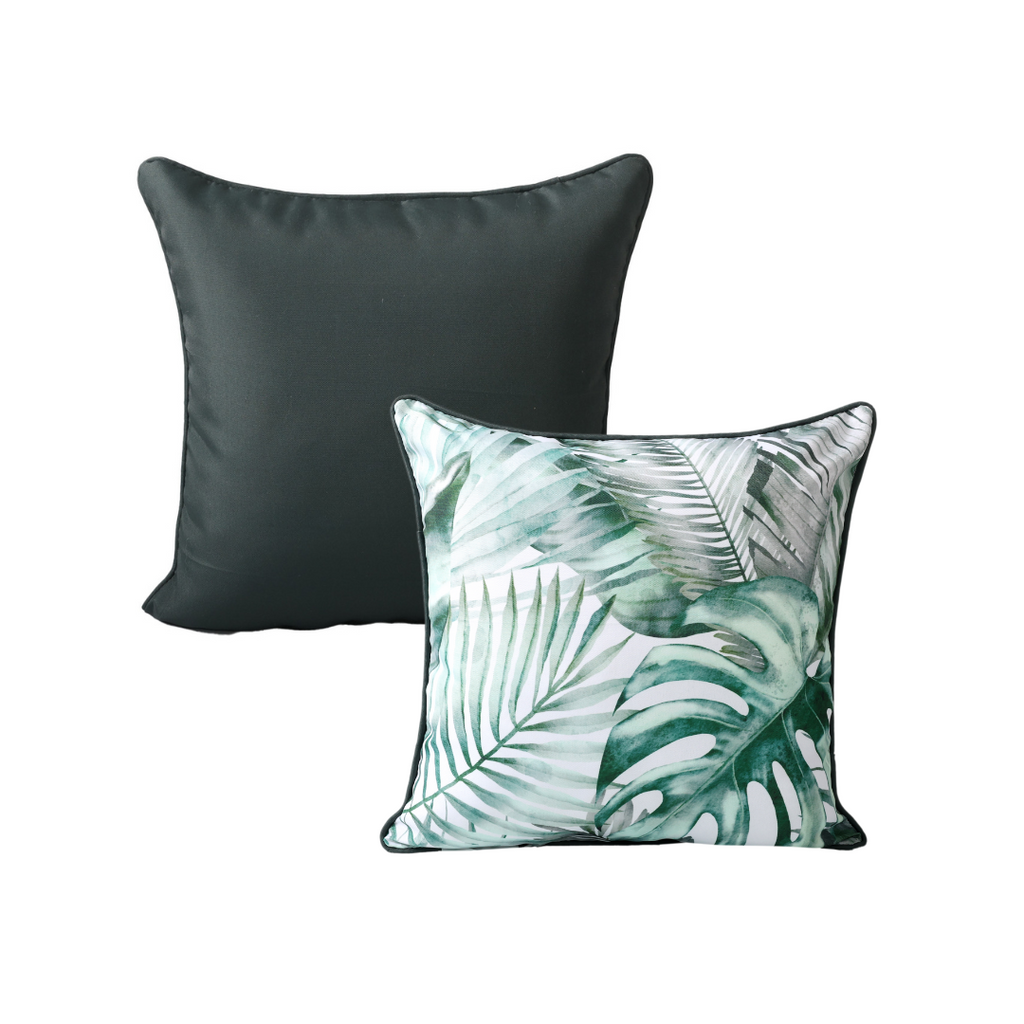 2-Pack Indoor/Outdoor Pillows, Green/Palm Leaves front