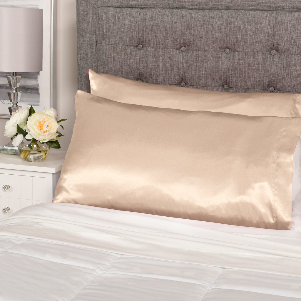 Life Comfort 2-Piece Satin Pillowcase, Gold 20" x 32" room shot