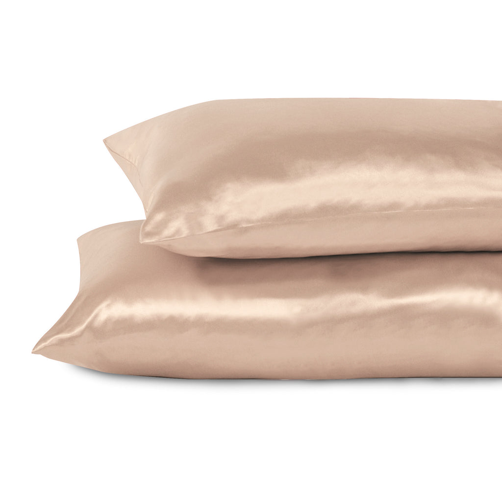 Life Comfort 2-Piece Satin Pillowcase, Gold 20" x 32" stacked