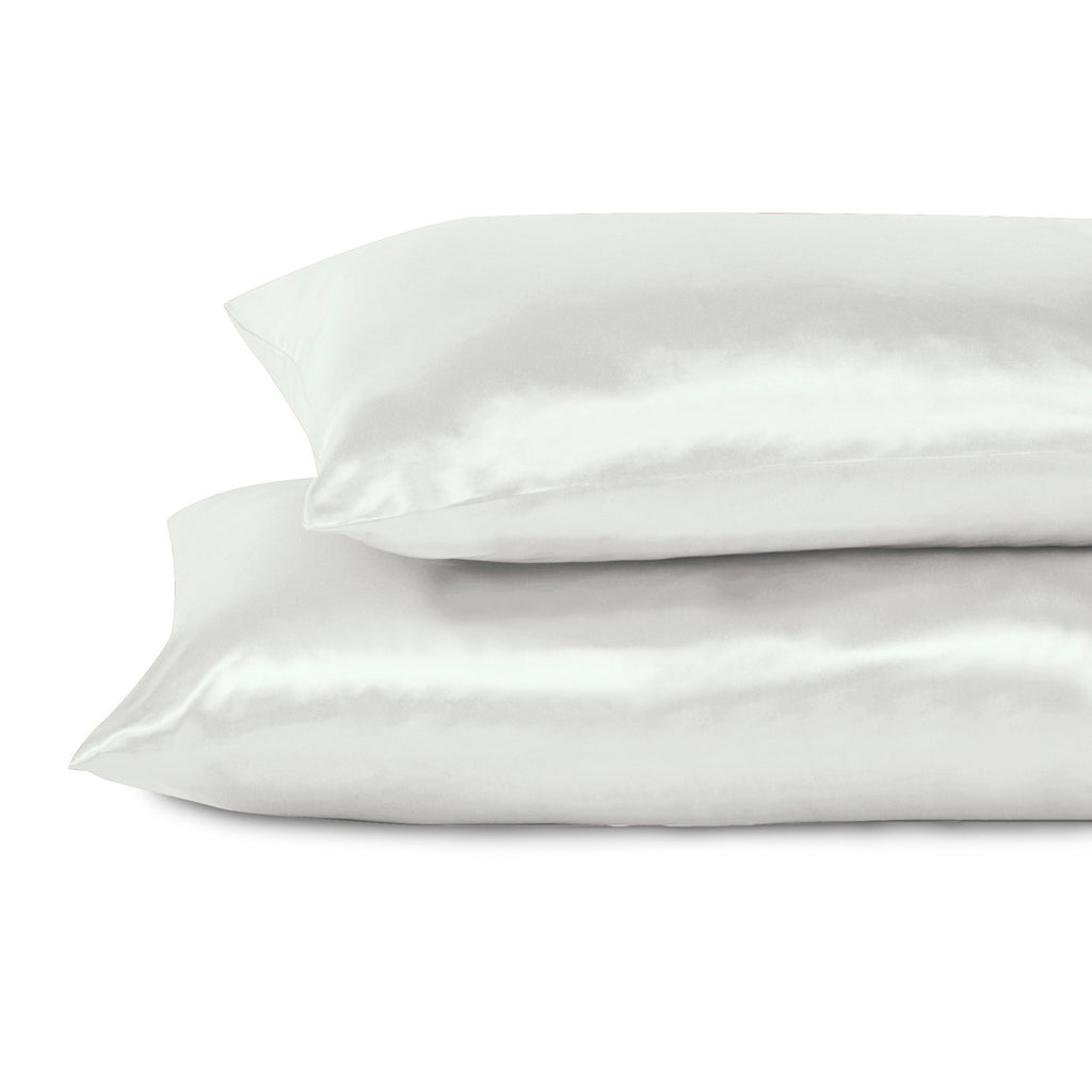 Life Comfort 2-Piece Satin Pillowcase, White 20" x 32" stacked