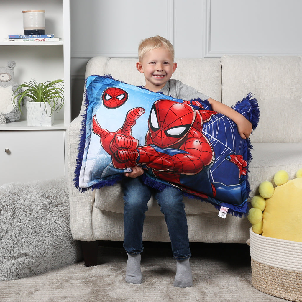 Marvel Spider-Man Kids Jumbo Funky Fur Pillow, 20” x 30” lifestyle