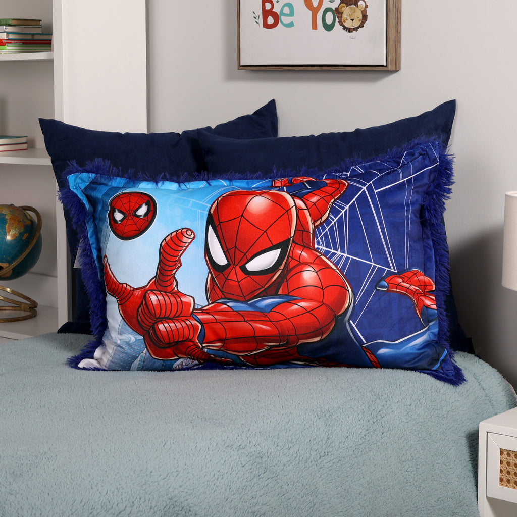 Marvel Spider-Man Kids Jumbo Funky Fur Pillow, 20” x 30” room shot