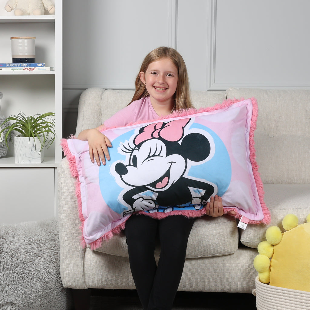 Disney Minnie Mouse Kids Jumbo Funky Fur Pillow, 20” x 30” lifestyle