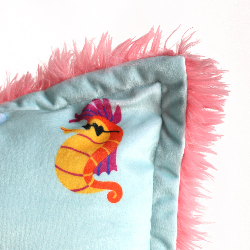 Disney The Little Mermaid Kids Jumbo Funky Fur Pillow, 20” x 30” close up