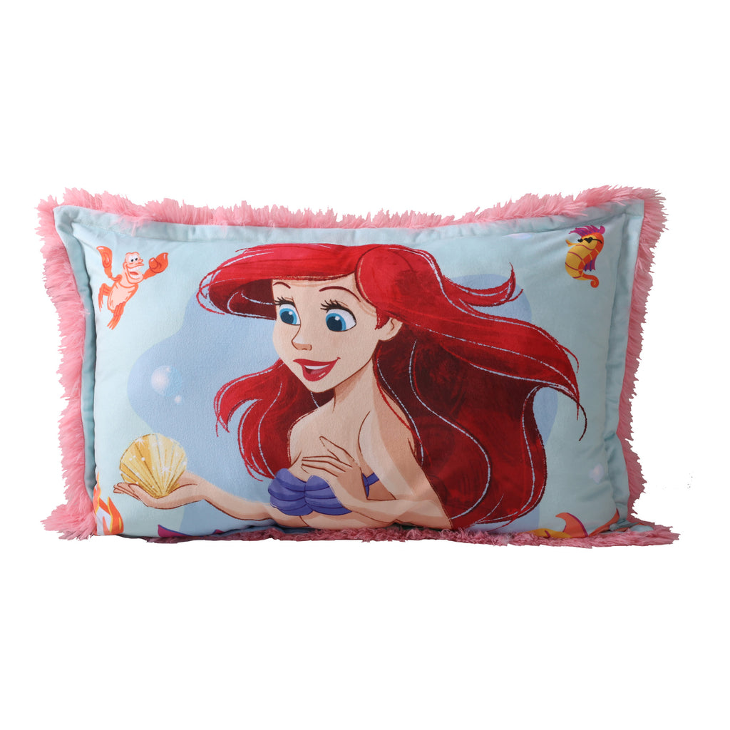 Disney The Little Mermaid Kids Jumbo Funky Fur Pillow, 20” x 30” front