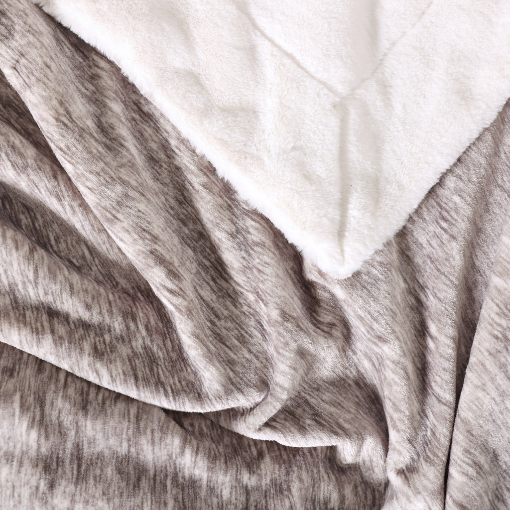 Printed Fur Throw, Grey Melange 60" x 70" close up