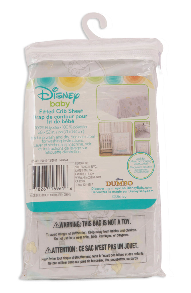 Disney Dumbo Crib Sheet packaging back