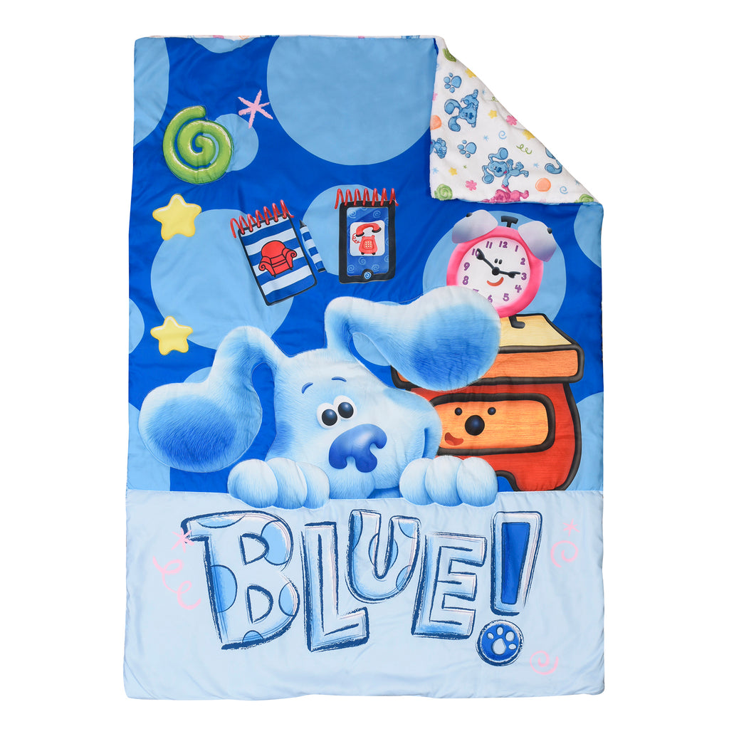 Blue's Clues Toddler Bedding Set comforter flat lay