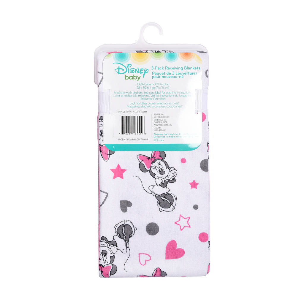 Disney Minnie 3-Piece Receiving Blankets packaging back