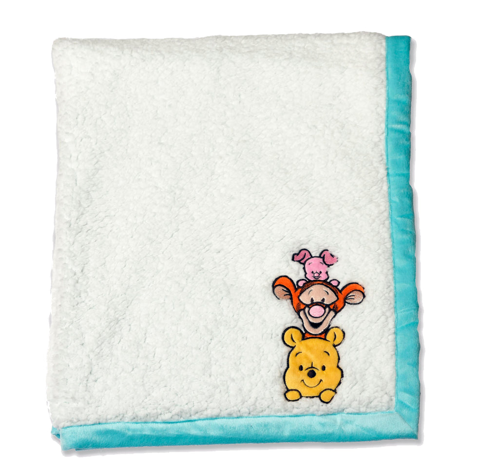 Disney Winnie the Pooh Reversible Baby Blanket folded
