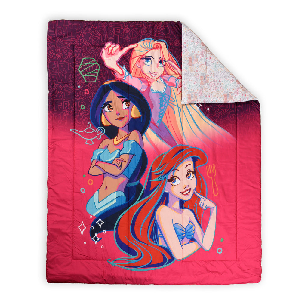 Disney Princess Twin/Full Comforter, 72" x 86" flat lay