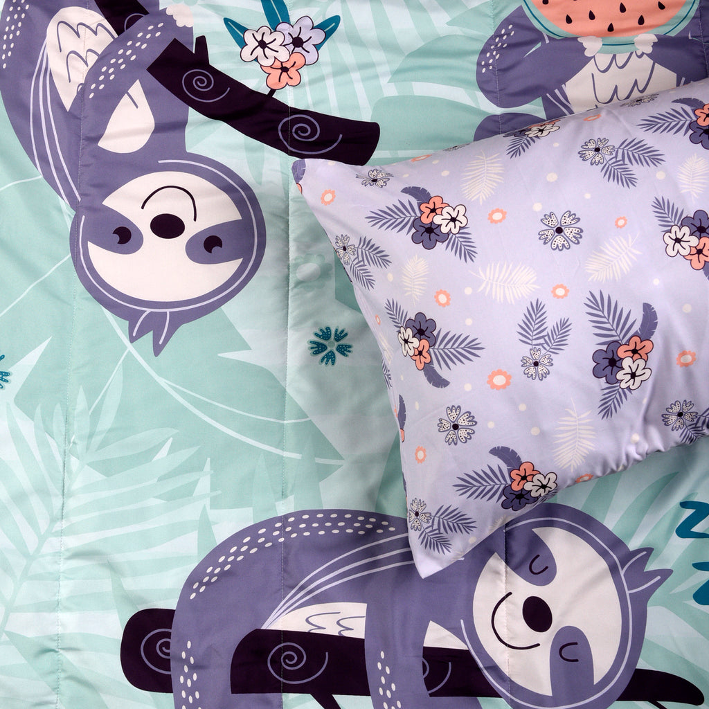 2-Piece Toddler Bedding Set, Happy Sloths close up