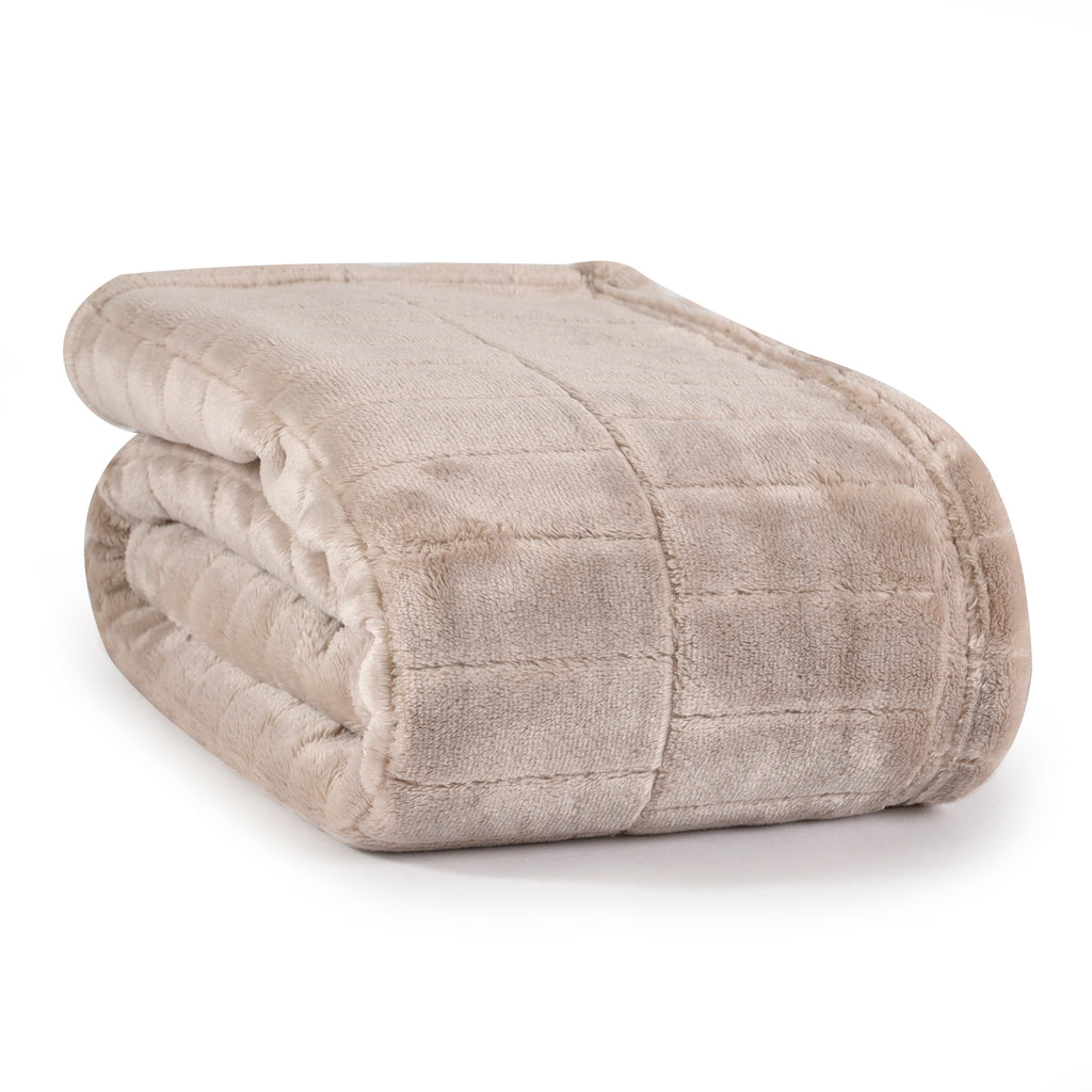 Life Comfort Recycled Brick Jacquard Blanket, Taupe 90” x 90” folded