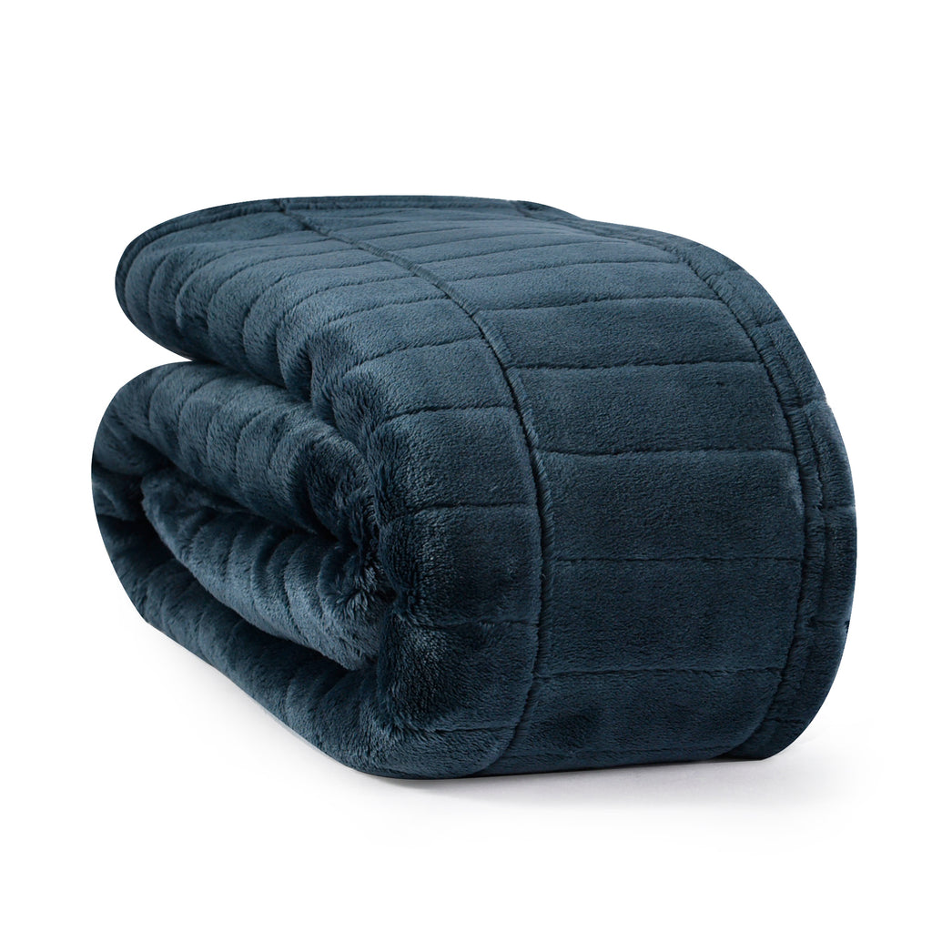 Life Comfort Recycled Brick Jacquard Blanket, Blue 90” x 90” folded