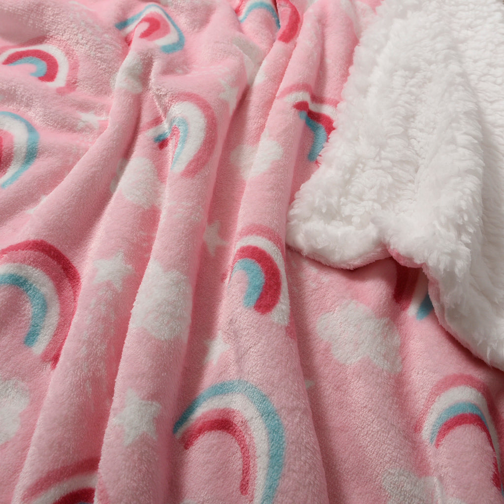 Ultimate Sherpa Baby Blanket, Rainbow 30" x 40" close up