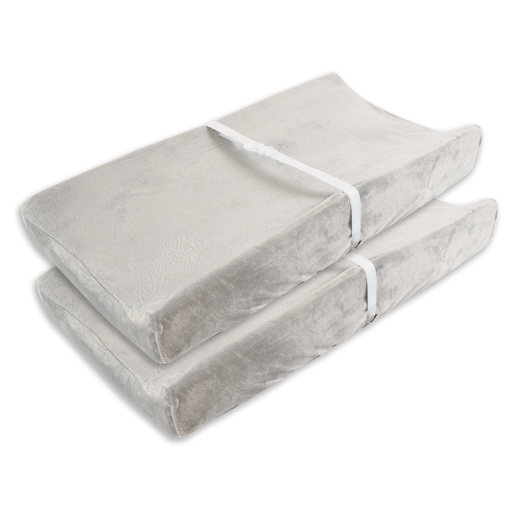 Baby's First 2-Piece Grey Contour Change Pad Cover flat lay