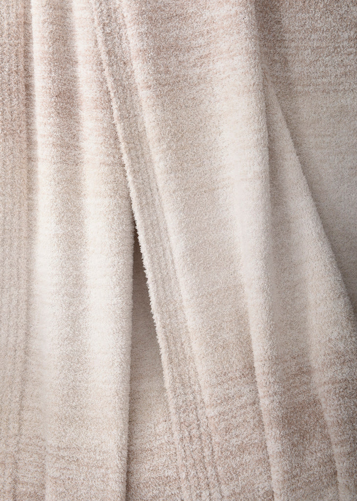 Chenille Feather Yarn Throw, Beige close up
