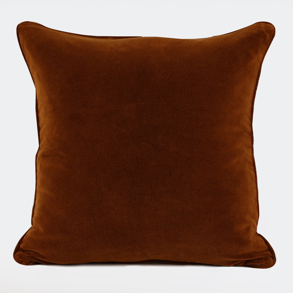Cotton Velvet Cushion, Brown flat