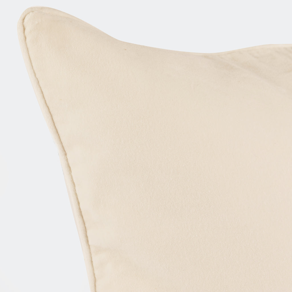 Cotton Velvet Cushion, White close up