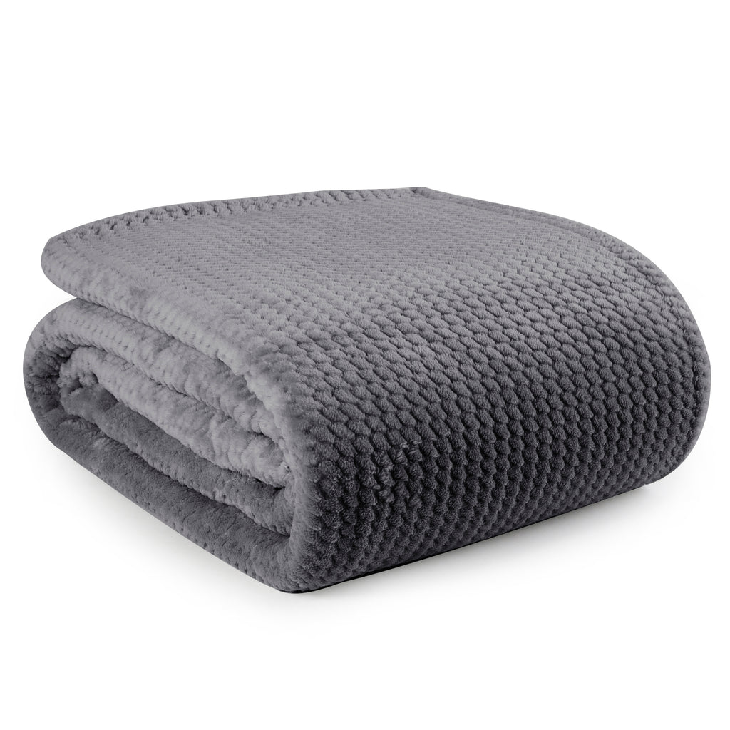 Life Comfort Jacquard Velvet Touch Blanket, Dark Grey 98" x 92" folded