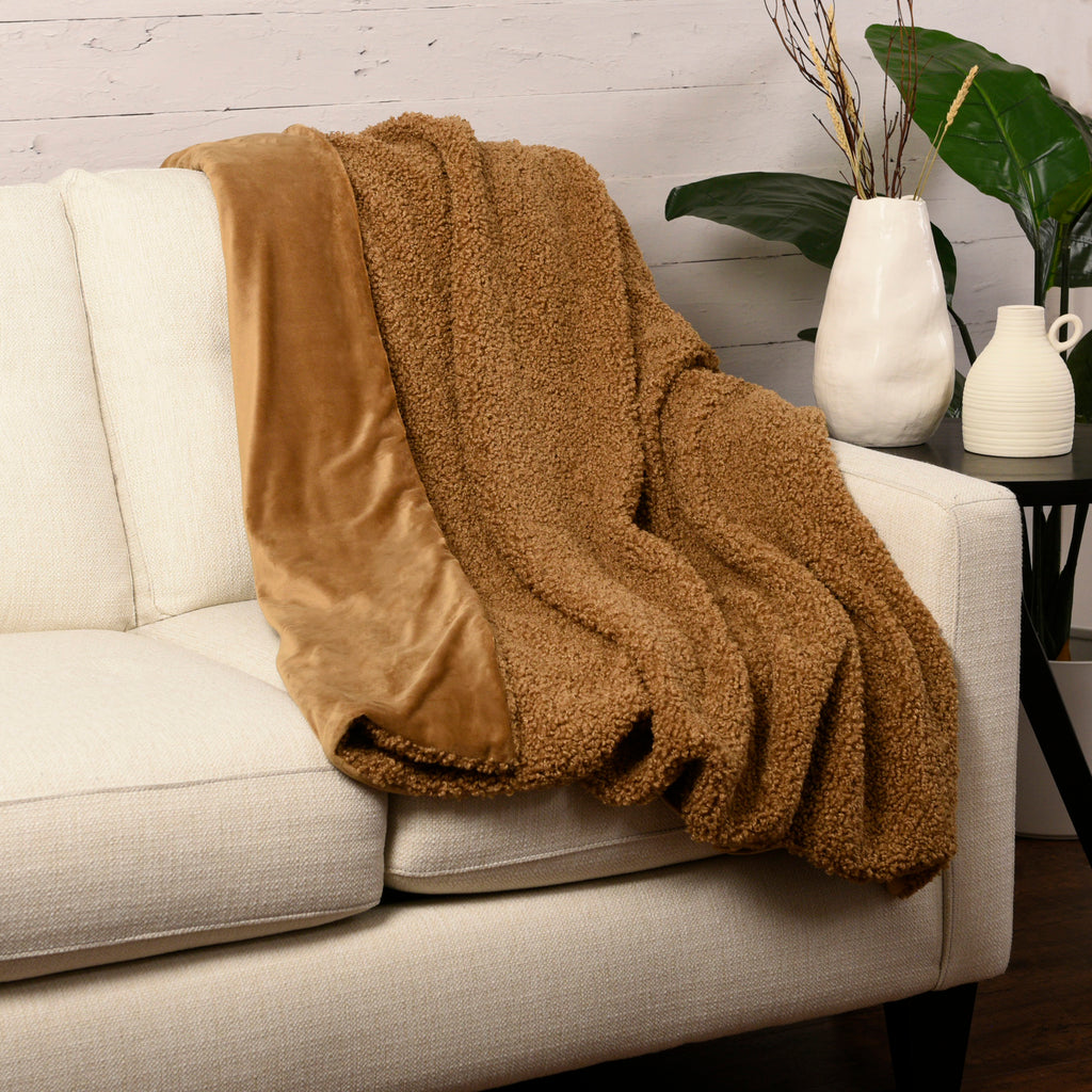 Life Comfort Faux Teddy Fur Throw room shot on couch