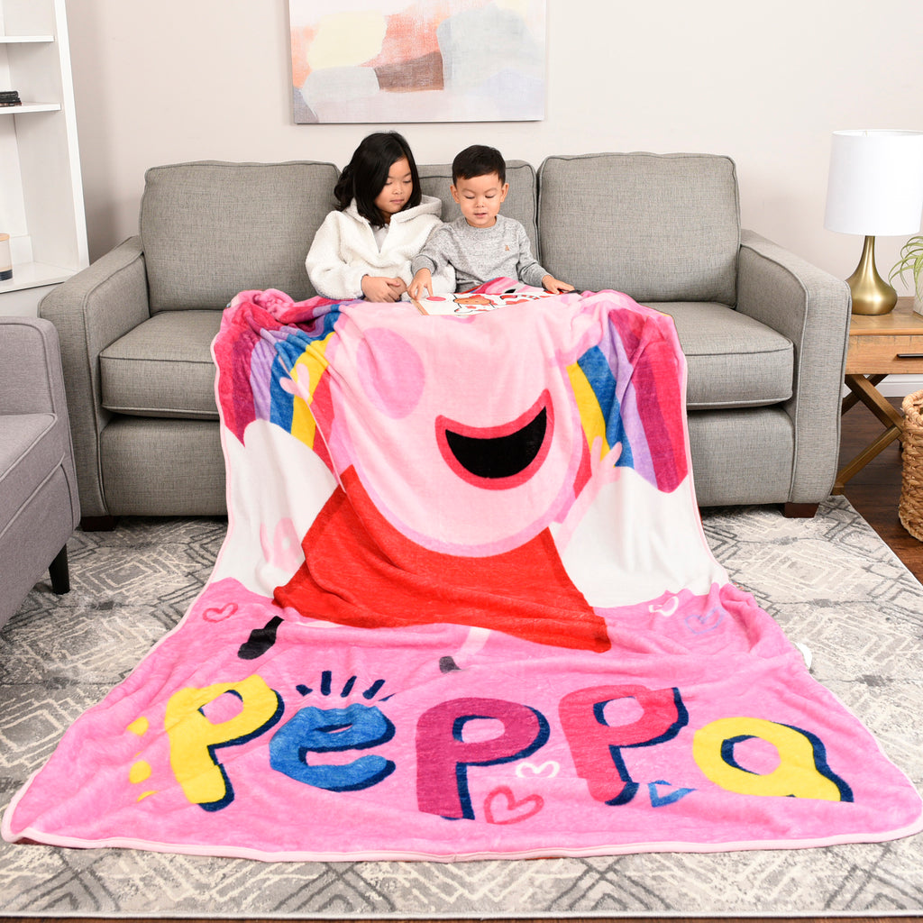 Peppa Pig Kids Oversized Blanket, 60" x 90" lifestyle