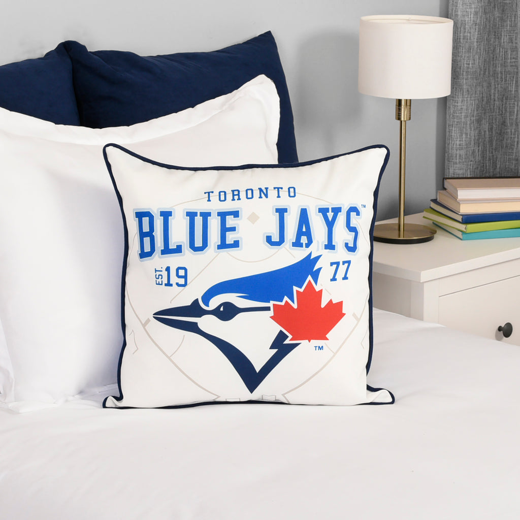 MLB Toronto Blue Jays Décor Pillow room shot on bed back