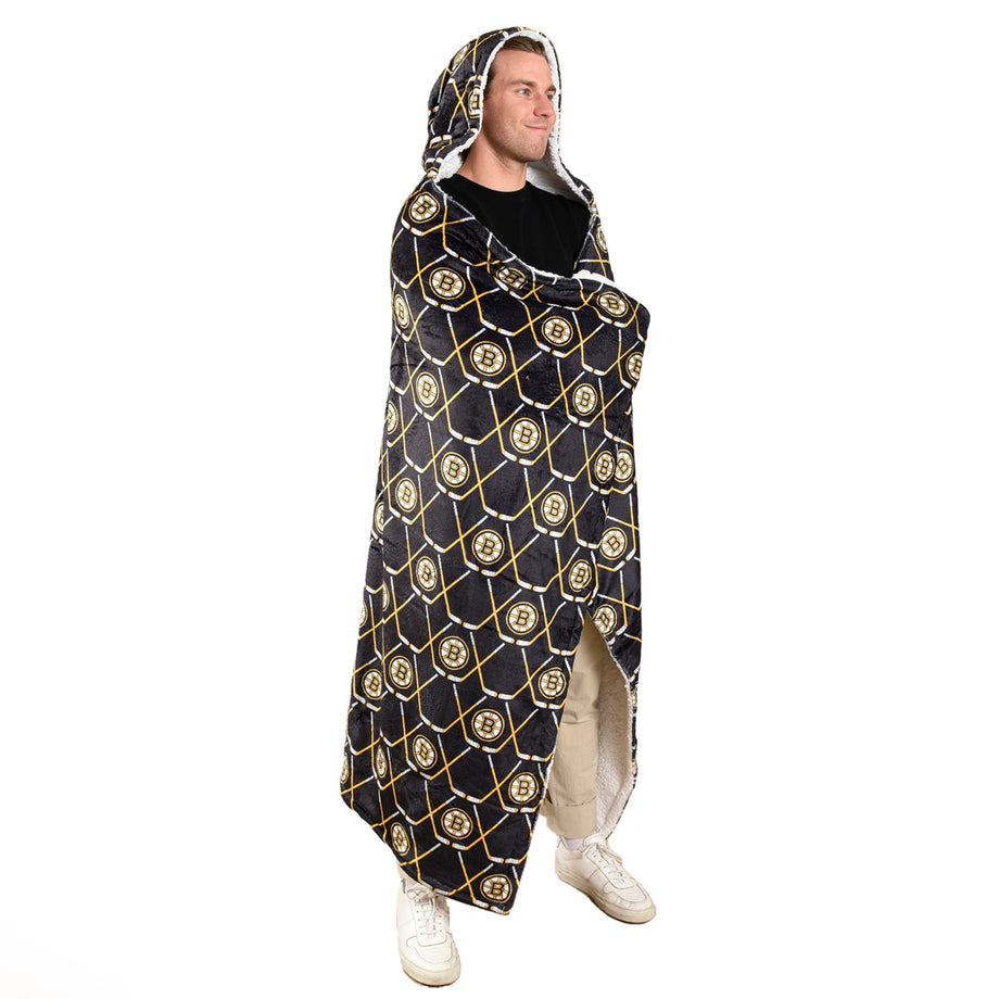 NHL Boston Bruins Hooded Wearable Throw Blanket 50 x 70 Nemcor Inc