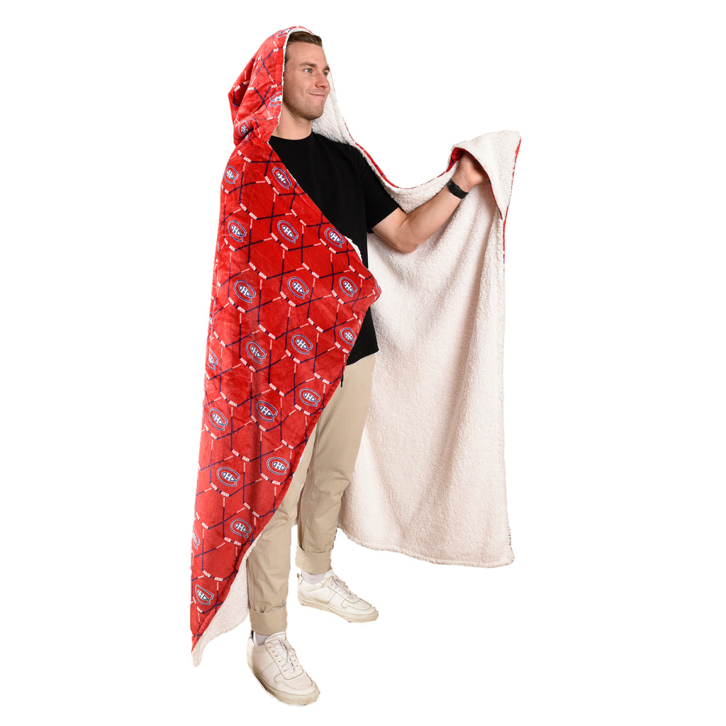 NHL Montreal Canadiens Hooded Throw, 50" x 60" on model