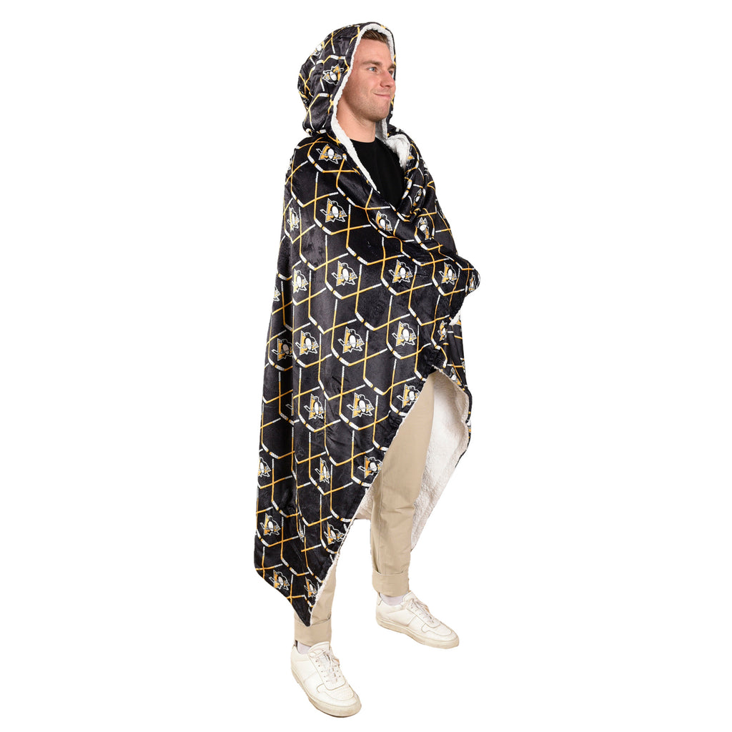 NHL Pittsburgh Penguins Hooded Throw, 50" x 60" on model