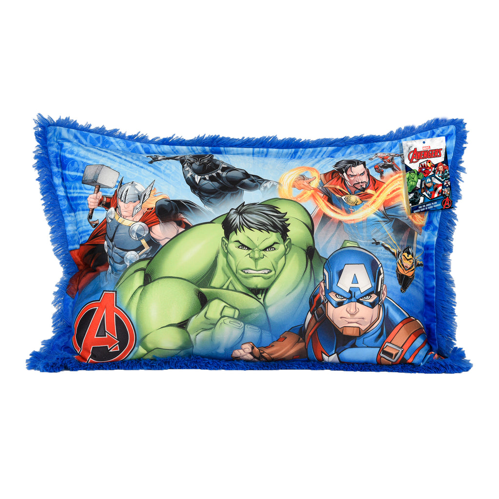 Marvel Avengers Jumbo Funky Fur Pillow packaged