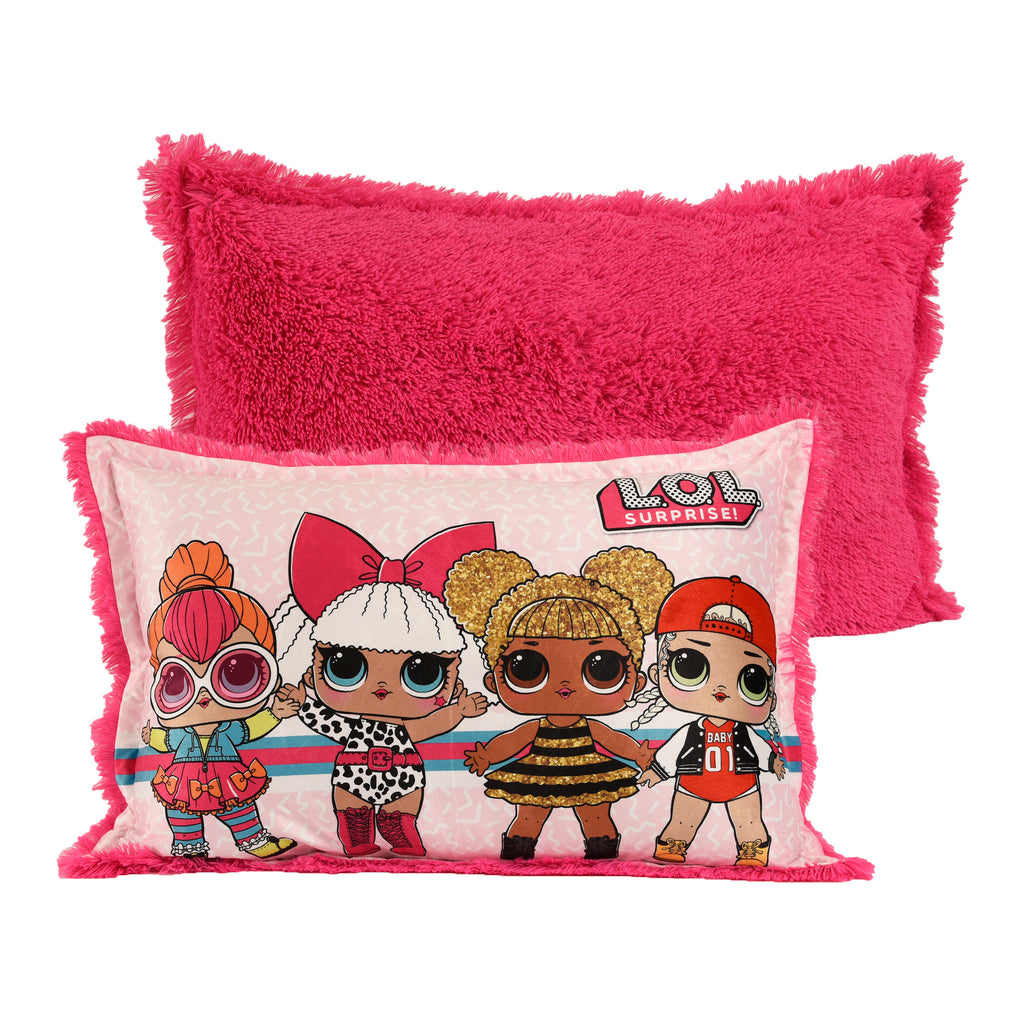 L.O.L. Surprise! Jumbo Funky Fur Pillow front and back
