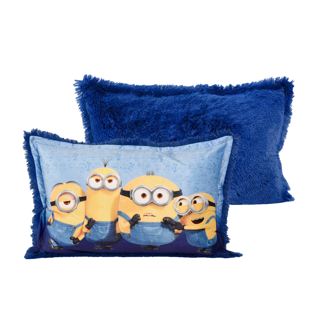 Despicable Me Minions Jumbo Funky Fur Pillow front and back