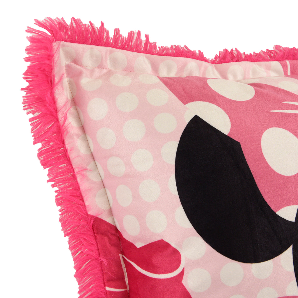 Disney Minnie Mouse Jumbo Funky Fur Pillow close up