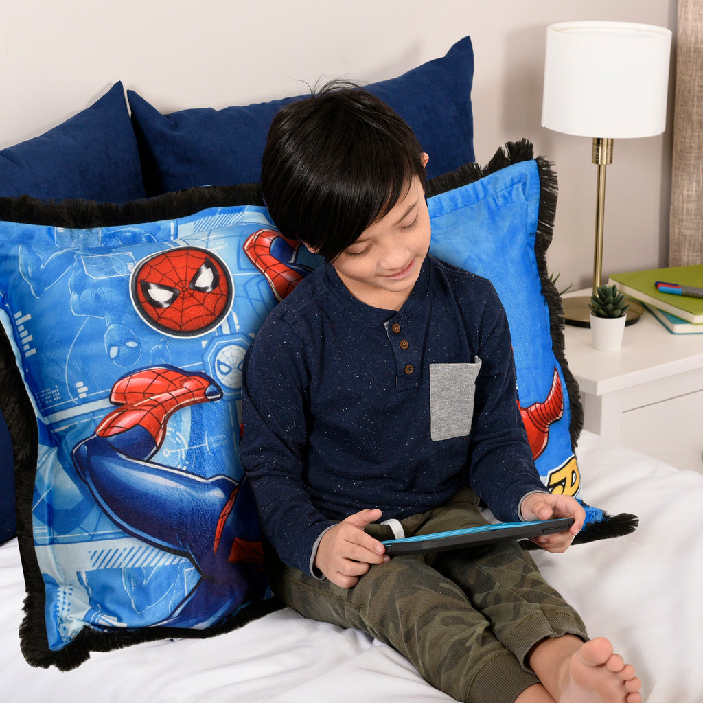 Marvel Spider-Man Jumbo Funky Fur Pillow with model