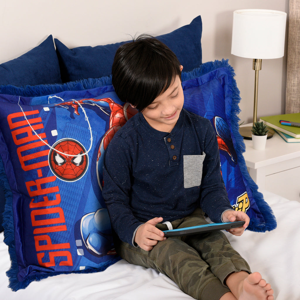 Marvel Spider-Man Jumbo Funky Fur Pillow with model