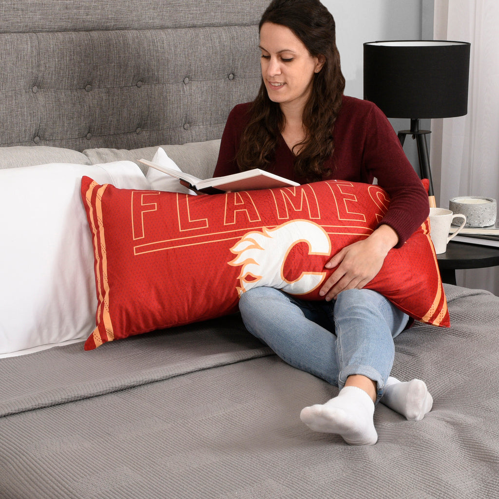 NHL Calgary Flames Body Pillow with model