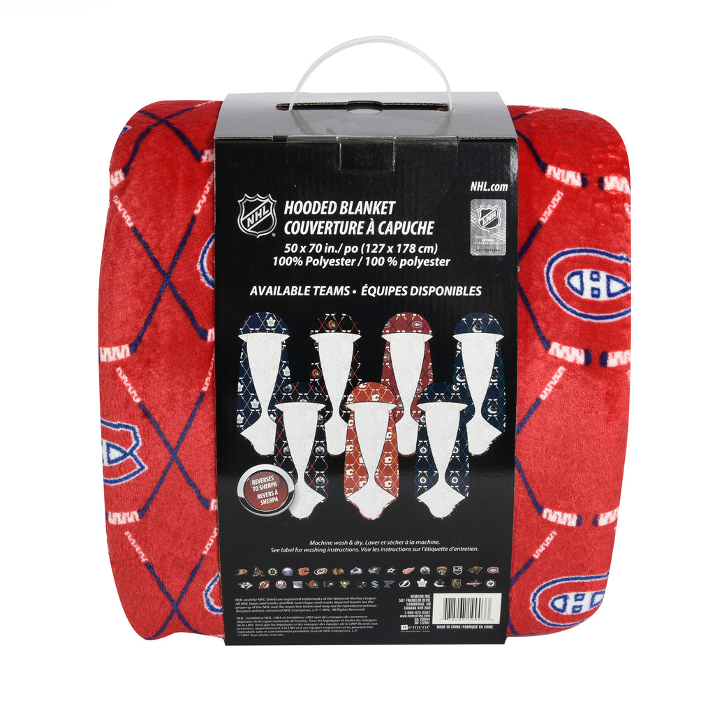 NHL Montreal Canadiens Hooded Throw, 50" x 60" packaging back