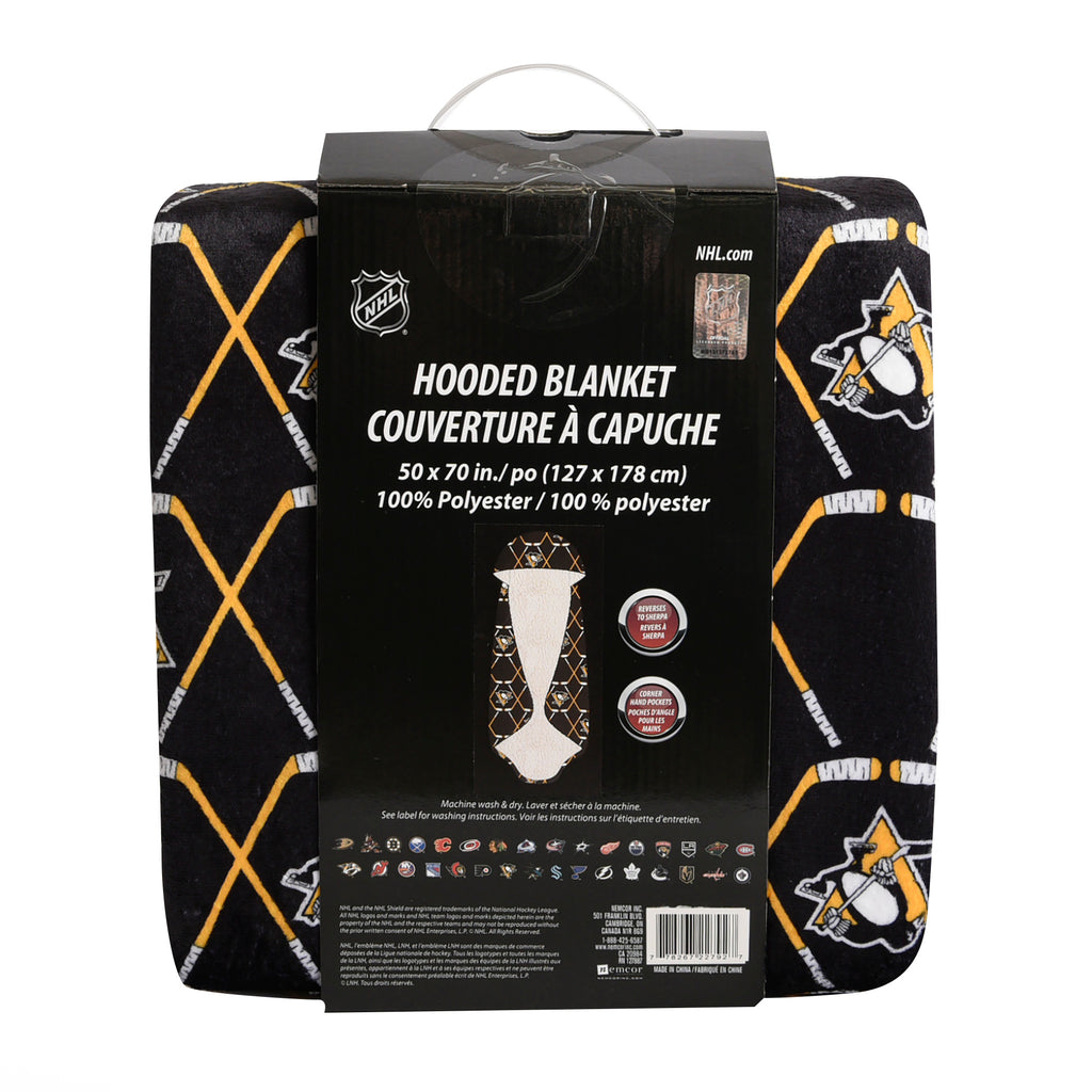 NHL Pittsburgh Penguins Hooded Throw, 50" x 60" packaging back