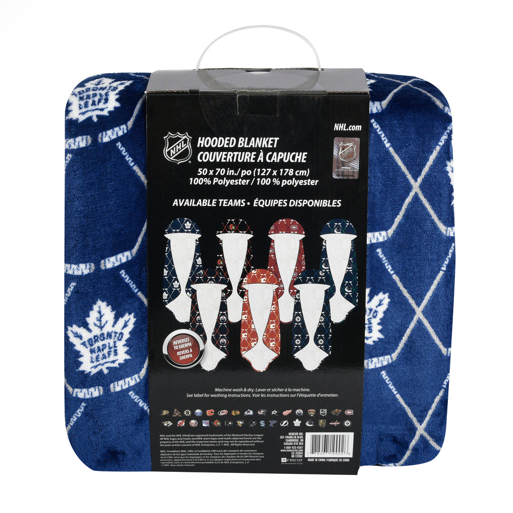 NHL Toronto Maple Leafs Hooded Throw, 50" x 60" packaging back