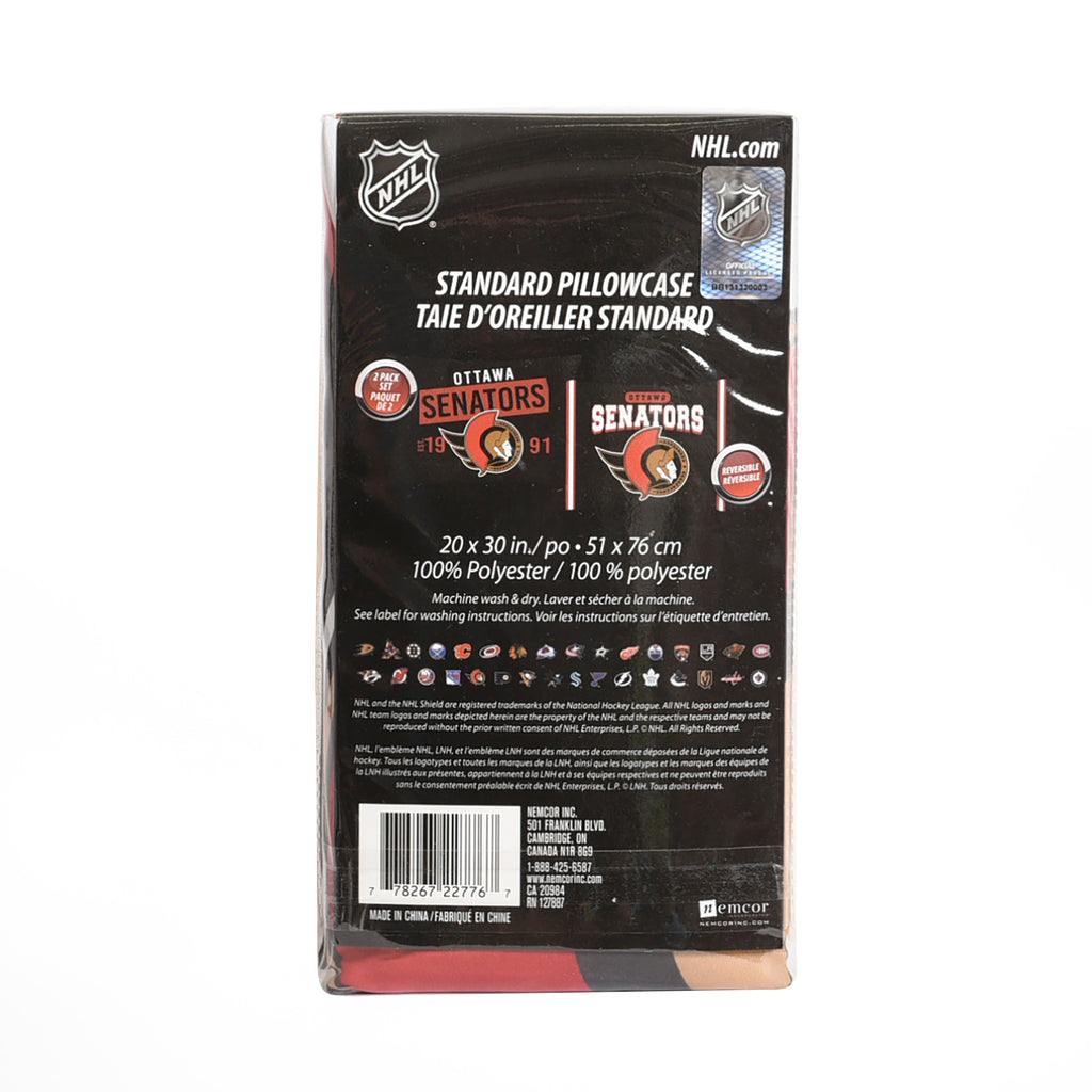 NHL Ottawa Senators Pillowcases packaging back