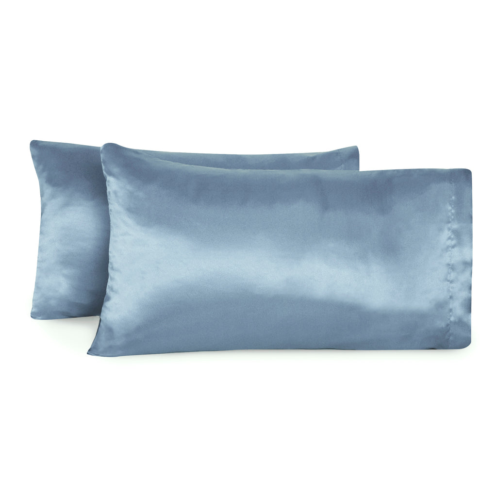 Life Comfort 2-Piece Satin Pillowcase, Blue 20" x 32"