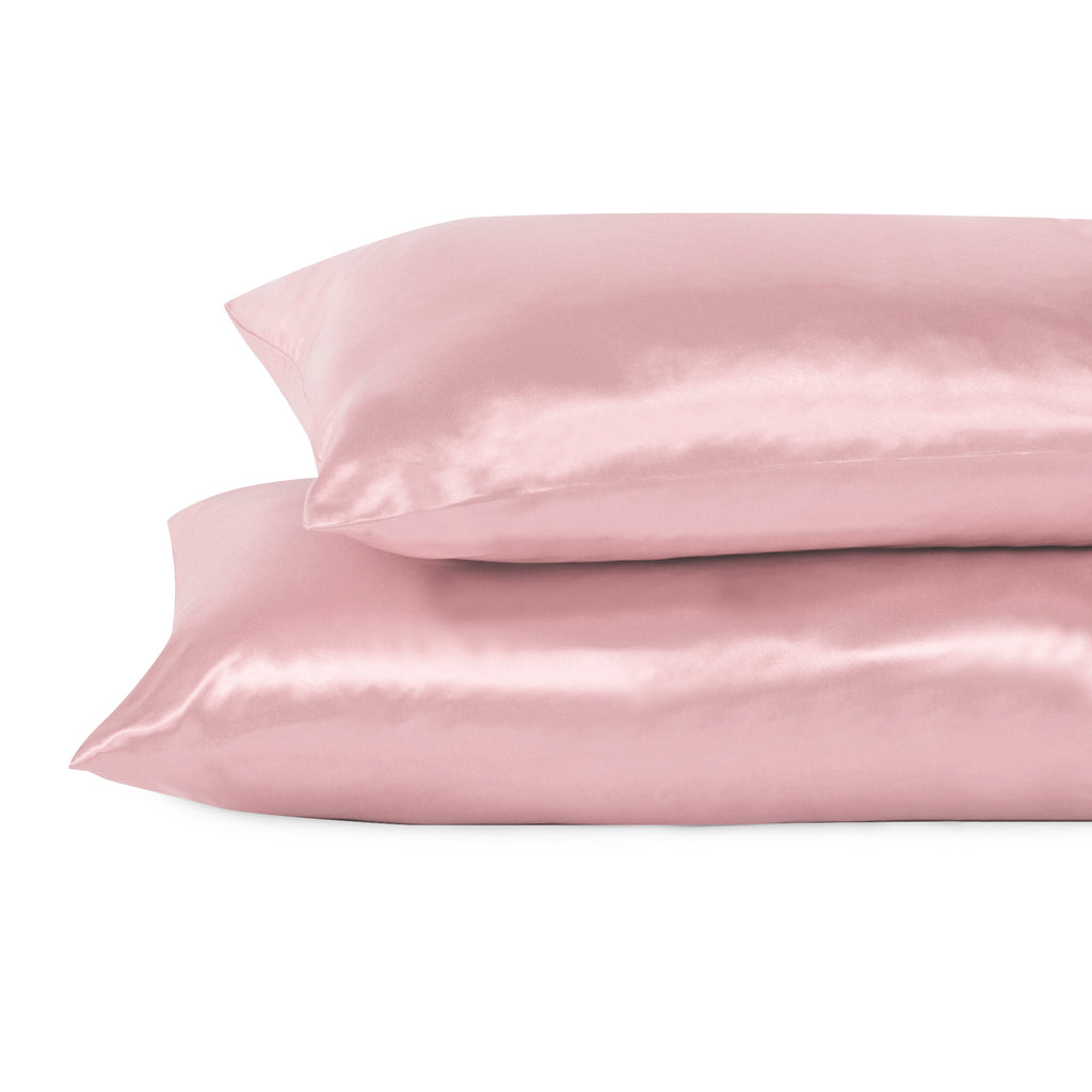 Life Comfort 2-Piece Satin Pillowcase, Pink 20" x 36" stacked