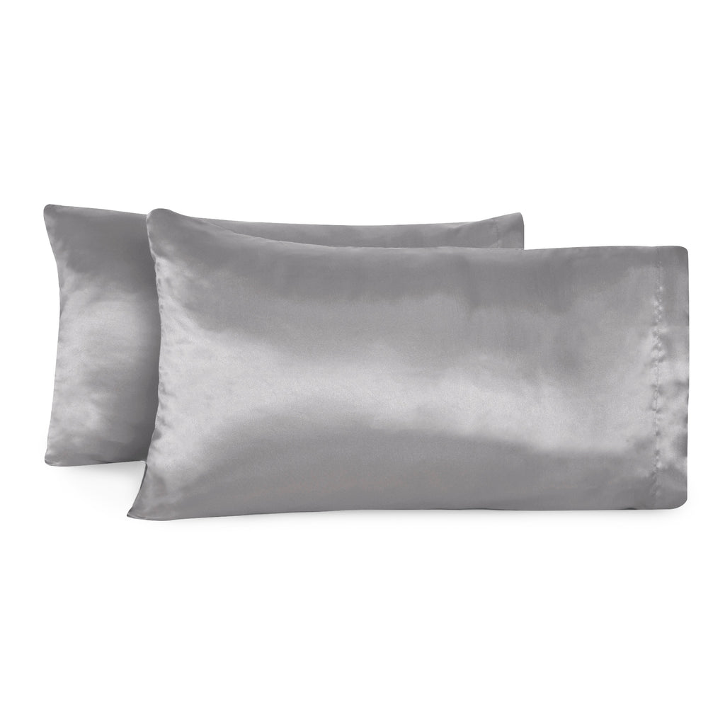 Life Comfort 2-Piece Satin Pillowcase, Grey 20" x 32"