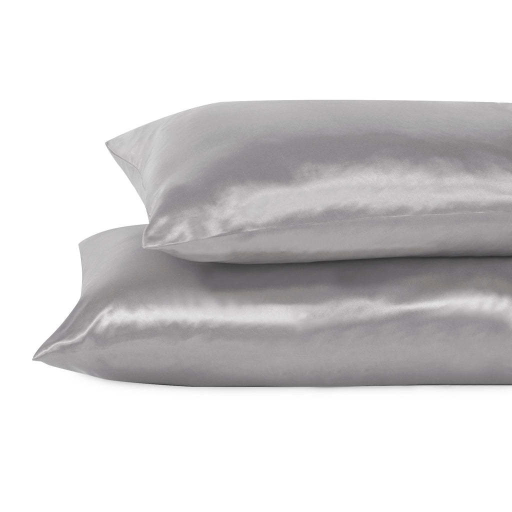 Life Comfort 2-Piece Satin Pillowcase, Grey 20" x 36"stacked