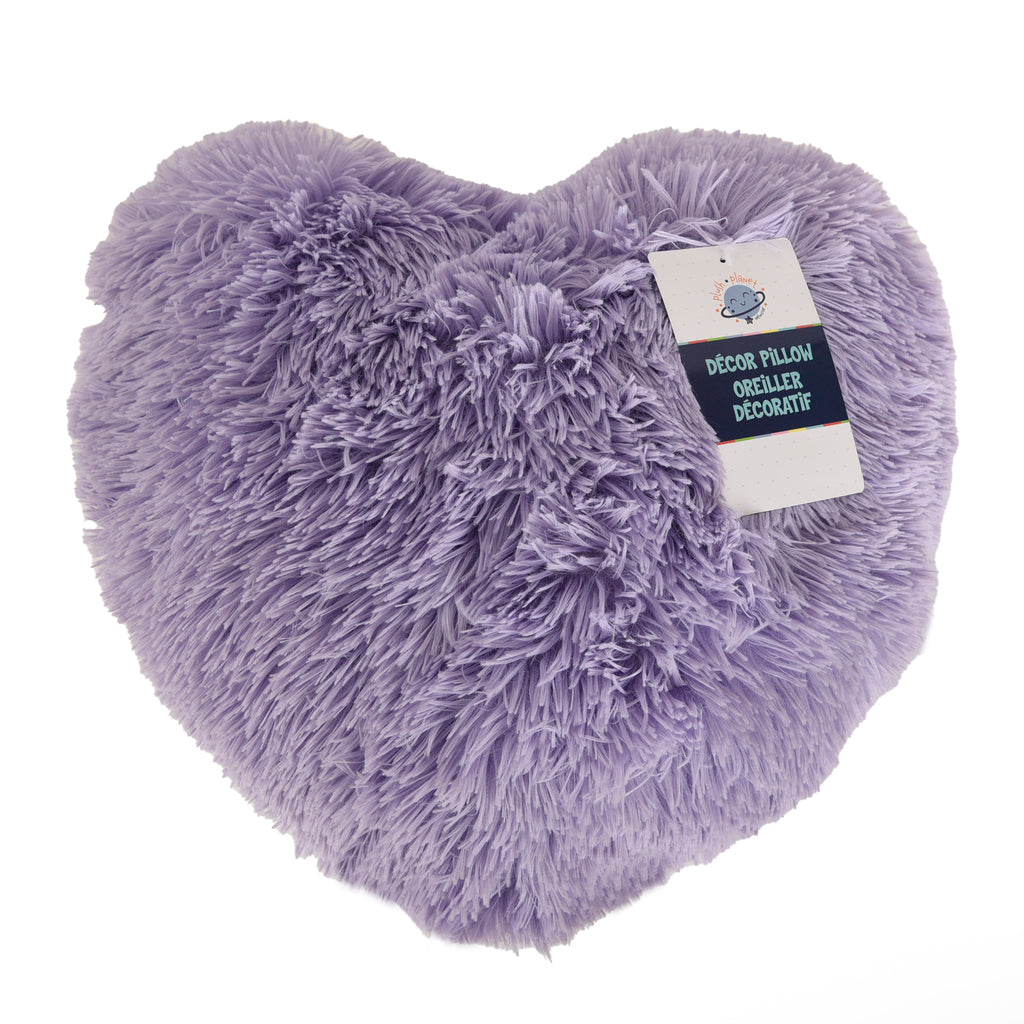 Funky Fur Heart Décor Cushion, Purple packaged