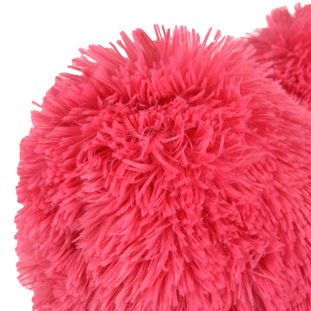 Funky Fur Heart Décor Cushion, Pink close up